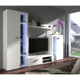 Küchen-Preisbombe Kuechen-preisbombe Wohnwand Rumba Anbauwand Wohnkombi Wohnzimmer Weiss matt