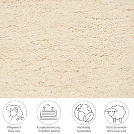 THEKO Wollteppich THEKO "Taza Royal" Gr. 9, beige (natur weiß), H:24mm Ø:150cm, Schurwolle, Teppiche, echter Berber Teppich aus Marokko, reine Schurwolle, handgeknüpft