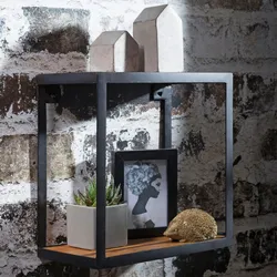 Kadima Design Deko Wandregal aus Holz und Metall, Modernes rustikales Design. 35x18x35 cm