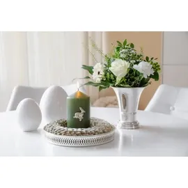 Edzard Serviertablett Galerietablett Coro, rund, edel versilbertes Dekotablett, anlaufgeschützt, Durchmesser 23 cm, Höhe 3,5 cm, Silberteller mit Spiegelglanz