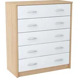 matkam Möbel Kommode, Sonoma Eiche, weiß) Holzwerkstoff, 74x85x35 cm, Wohnzimmer, Kommoden – Sideboards, Kommoden