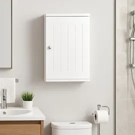 Relaxdays Hängeschrank Bad, 2 Fächer, HBT: 50 x 30 x 14 cm, Magnetverschluss, Landhausstil, schmaler Wandschrank, weiß