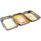 APS Panierstation, 3-teilig - Profi-Panierset bestehend aus 3 koppelbaren Edelstahl-Schalen (je 18 x 15,5 cm) / platzsparend stapelbar/spülmaschinengeeignet