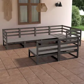 vidaXL Garten-Lounge-Set 7-tlg. grau Kiefer