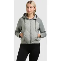 khujo Steppjacke "MALAYA", Damen, Gr. M, grau (cloud grün), Web, 100% Nylon, unifarben, regular fit hüftlang, Raglanärmel Rippbündchen, Jacken Steppjacke