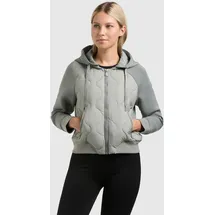 khujo Steppjacke "MALAYA", Damen, Gr. M, grau (cloud grün), Web, 100% Nylon, unifarben, regular fit hüftlang, Raglanärmel Rippbündchen, Jacken Steppjacke