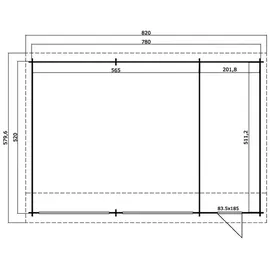 Lasita Maja Hawaii Set mit Sektionaltor Garage 44 mm 2-Raum, 780 x 579,6 cm (Außenmaß), Holz - grau