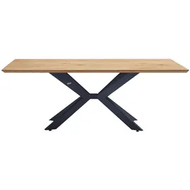 Home Deluxe – Esstisch-set AVENCIA mit 6 Stühlen Noda Creme - Farbe: Light Oak, Maße: 200 x 76 x 120 cm, Sternfuß, Eckig, Ausziehbar I Essgrup... - Braun