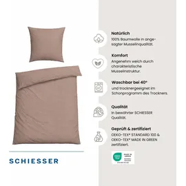 SCHIESSER Molly Musselin Taupe 155 x 220 cm + 80 x 80 cm