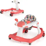 COSTWAY 2-in-1 Lauflernhilfe klappbar, Baby Walker höhenverstellbar, Gehfrei mit Musik & Licht, Laufhilfe mit Anti-Kollision & Anti-Rutsch,