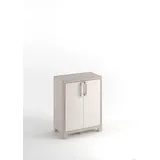 KETER Gulliver Kunststoffschrank niedrig, beige, 80 x 44 x 100 cm, inkl. Einlegeböden, für drinnen und draußen geeignet, UV- und wasserbeständig (IPX3)