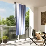 Myheimly Außenrollo Handkurbel-System Balkonrollo Senkrechtmarkise Sichtschutz Beschattung Sonnenschutz Außen Rollo Balkon Blau und Weiß 120x270 cm Stoff und Stahl