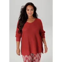Aniston plus Strickpullover, im dezenten Ajour-Strickmuster, Gr. 46, rostrot,