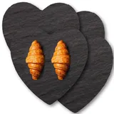 ZOFUN 4 Stück Schieferplatte Servierplatte, 25x25CM Servierplatten aus Schiefer Herz, Schieferplatten Herz, schiefer untersetzer zum Servieren, Beschriften, Schieferherzen für Buffet, Sushi und Käse