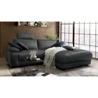 KAWOLA Sofa LOLA Ecksofa Leder schwarz mit motorischer Relaxfunktion Recamiere rechts - Schwarz