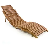 DIVERO faltbare Strandliege Sonnenliege Gartenliege Liege Teakholz 160 x 50 cm