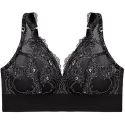 GLAMORISE Bramour Lexington Plunge-Bralette mit Spitze - Schwarz Unterwäsche   Damen 