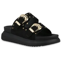 Damen Plateau Sandaletten in Schwarz