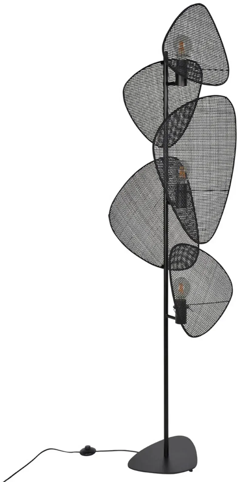 MARKET SET Design Stehlampe Screen, schwarz, für Wohn- / Esszimmer, Holz, Design, Stehlampe - 27 cm - 50 cm - 179 cm