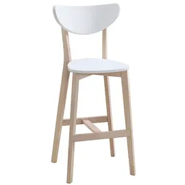 miliboo Barhocker skandinavisch Weiß und Holz 75 cm 2er-Set LEENA