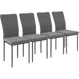 Homcom Esszimmerstühle 4er Set Küchenstuhl mit Rückenlehne, Samtoptik, gepolstert Polsterstuhl mit Stahlbeinen, Moderne Stühle, Esszimmerstühle, Vierfußstühle