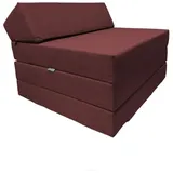 FORTISLINE Klappmatratze 200x70x10 cm - 3-teilige Faltmatratze - klappbare Gästematratze - Campermatratze mit wasserfestem Outdoor-Bezug - Würfelmatratze - Gästebett - Wohnwagenmatratze - Bordeaux