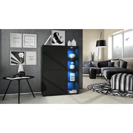 Vladon Highboard 79 x 105,5 x 35,5 cm Schwarz matt