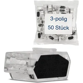 ChiliTec Steckbare Dosenklemmen, 50er Pack 1-polig, 3 Klemmstellen, 1-2,5mm2