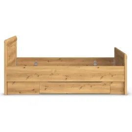 Rauch Stauraumbett RAUCH "Bett Einzelbett Stollenbett Bettkästen EVELYN", braun (asteiche), B:99cm H:94cm L:210cm, Betten, Stauraumbett, in Komforthöhe mit Holzkopfteil sowie Schubladen MADE IN GERMANY
