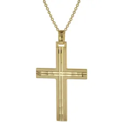 trendor 39022 Herren-Halskette mit Kreuz-Anhänger Gold auf Silber, 50 cm