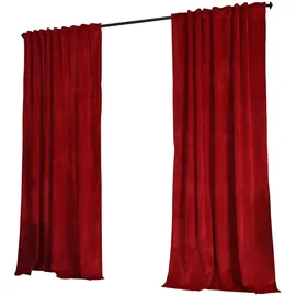 Gardinenbox Vorhang »Milano« Samt Blickdicht Schlaufenband Tunneldurchzug Blackout Bügelband kürzbar Rot 2 Stück HxB 280x135 cm, 20357