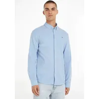 Tommy Jeans Slim Stretch Oxford Langarmhemd - Perfume Blue