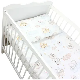TupTam Kinder Gemusterte Bettdecken Set Ganzjahresdecke Bettdecke Kopfkissen Flachkissen 2tlg., Farbe: Tiere auf Wolken, Größe: 135x100 cm