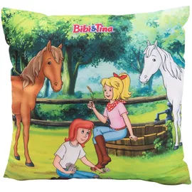 Bibi und Tina - Pferde Dekokissen 30 x 30 cm Mehrfarbig