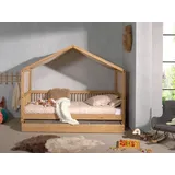 Home Affaire Hausbett HOME AFFAIRE "Eiche massiv geölt, Made in Europe, langlebige Qualität", braun (eiche natur geölt, eiche natur geölt, eiche natur geölt), B:97,5cm H:170cm L:207,5cm, Textilhimmel 100% Baumwolle, Betten, Liegefläche 90x200 cm, inkl.