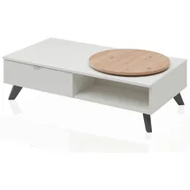 Aileenstore Couchtisch mit Schublade und Drehteller Weiß