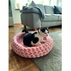 Katzenkorb Grobstrick geflochten 50 x 50 x 15 cm rosa
