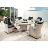 Destiny Luna Garten-Essgruppe 19-tlg. Tisch 150 x 75 cm weiß inkl. Drehteller + Auflagen