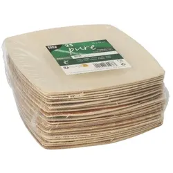 25 Teller, Palmblatt pure 15 cm x 15 cm natur QUADRATO