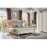 Xlmoebel Komplettschlafzimmer Echtholz Schlafzimmermöbel Set mit Bett, Nachttisch und Schminktisch, (6-tlg., Schlafzimmer-Set), Hergestellt in Europa weiß