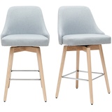 miliboo Barhocker HASTA skandinavisches Design hellgrauer Bezug H65 cm (2er-Set)