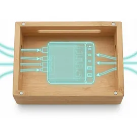 Relaxdays Ladestation, für Apple Watch, Bambus, HxBxT 11 x 17 x 13 cm, Handystation, Tablethalter, Uhrenständer, natur