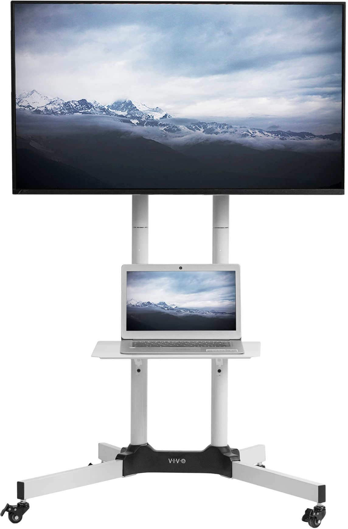 VIVO Weiß Mobile tv Wagen für LCD LED Plasma Flachbildschirme mit Rädern Stehen passt 32" bis 65" (Stand-tv03w)