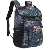 Kalesi Kühlrucksack mit 36 Dosen, leicht, isoliert, auslaufsicher, für Reisen, Camping, Mittagessen, Outdoor, Besteck-Rucksack für Damen und Herren (B-Floral-cool)