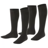 Esprit Kniestrümpfe Foot Logo Multipack K Kh Baumwolle lang einfarbig 2 Paar, Schwarz 27-30