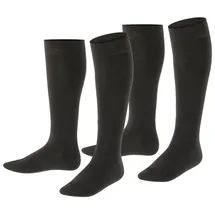 Esprit Kniestrümpfe Foot Logo Multipack K Kh Baumwolle lang einfarbig 2 Paar, Schwarz 27-30