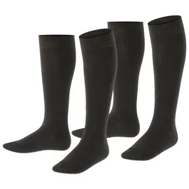 Esprit Kniestrümpfe Foot Logo Multipack K Kh Baumwolle lang einfarbig 2 Paar, Schwarz 27-30