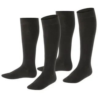Esprit Kniestrümpfe Foot Logo Multipack K Kh Baumwolle lang einfarbig 2 Paar, Schwarz 27-30