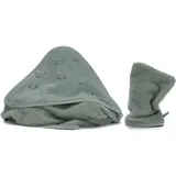 fillikid 2.tlg. Kapuzenbadetuch-Set Badetuch und Waschhandschuh 100 x 100 - Wal - Grün