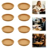 Korkuntersetzer Rund mit Rand, 10cm Kork Untersetzer Absorbierende HitzebestäNdige Runde Kork Untersetzer für BüRo Küche und Esstisch, Holz Matte Tischoberflächenschutz für Meisten Tassen (16)
